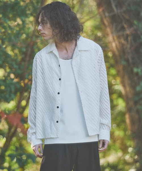 CASPER JOHN（キャスパージョン）の「Slash fringe shirts/スラッシュフリンジシャツ（シャツ/ブラウス・メンズ・ブラック/ピンク/ホワイト・LARGE/MEDIUM/SMALL/X-SMALL）」の7枚目の写真