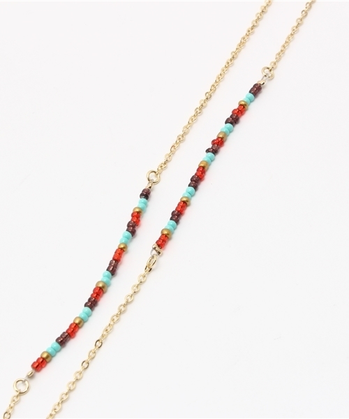 SLY（スライ）の「FRINGE BEADS N/C（ネックレス・レディース・オフホワイト/ダークグリーン/ブラウン・FREE）」の5枚目の写真