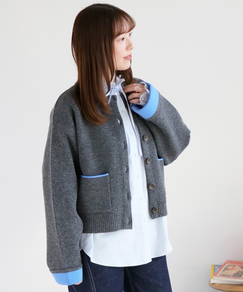 cepo（セポ）の「アルパカタッチダブルフェイス袖配色カーディガン２（カーディガン/ボレロ・レディース・グレー/チャコール/ベージュ・M）」の15枚目の写真