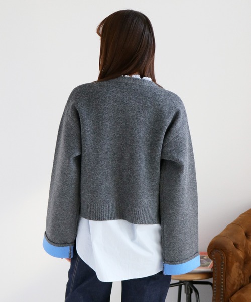 cepo（セポ）の「アルパカタッチダブルフェイス袖配色カーディガン２（カーディガン/ボレロ・レディース・グレー/チャコール/ベージュ・M）」の14枚目の写真