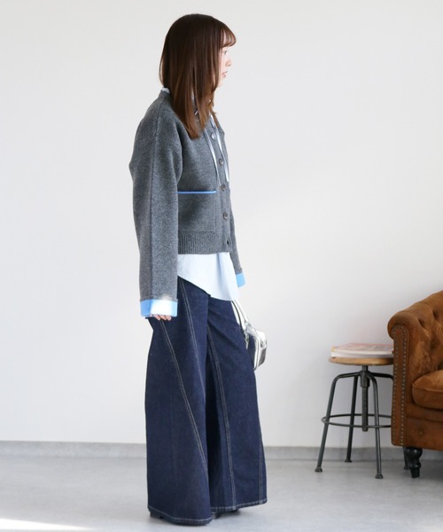 cepo（セポ）の「アルパカタッチダブルフェイス袖配色カーディガン２（カーディガン/ボレロ・レディース・グレー/チャコール/ベージュ・M）」の8枚目の写真