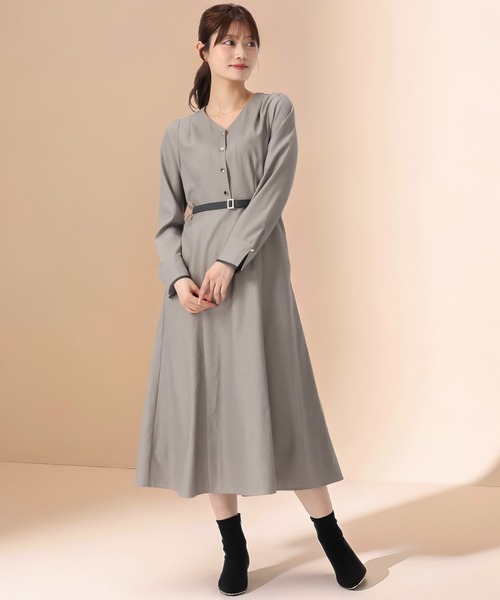 MISCH MASCH（ミッシュマッシュ）の「ベルト配色Aラインワンピース（ワンピース・レディース・モカ/ブルー/チャコールグレー・S/M）」の3枚目の写真