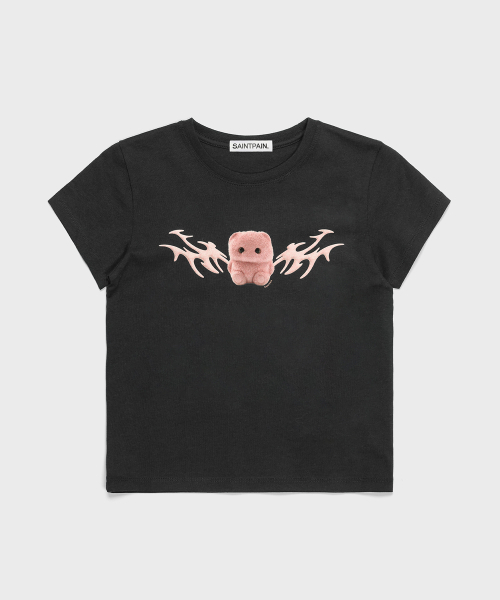 SAINTPAIN(セイントペイン)の「SP フラッフィクロップ半袖Tシャツ ブラック(Tシャツ/カットソー・レディース・その他・FREE)」の1枚目の写真