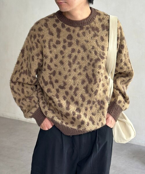 CPCM（シーピーシーエム）の「モヘアライク総柄ニットプルオーバー（ニット/セーター・メンズ・カーキ/ベージュ・MEDIUM/LARGE）」の3枚目の写真