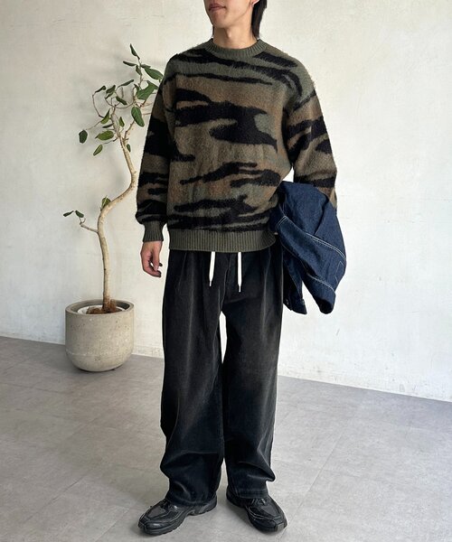 CPCM（シーピーシーエム）の「モヘアライク総柄ニットプルオーバー（ニット/セーター・メンズ・カーキ/ベージュ・MEDIUM/LARGE）」の13枚目の写真