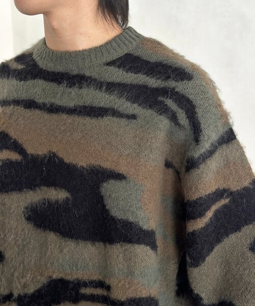CPCM（シーピーシーエム）の「モヘアライク総柄ニットプルオーバー（ニット/セーター・メンズ・カーキ/ベージュ・MEDIUM/LARGE）」の14枚目の写真