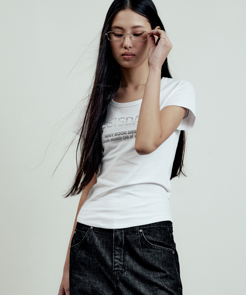 LMOOD(エルムード)の「ジュエルトリミングハーフTシャツホワイト(Tシャツ/カットソー・レディース・その他・38/36)」の2枚目の写真