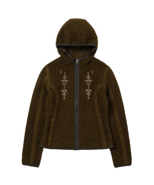 Embroidered Wool Jacket Brown