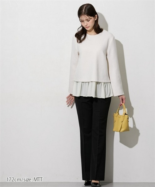 slattgir（スラットジール）の「高身長　ストレッチきれい見えブーツカットパンツ　丈長め・トールサイズ（その他パンツ・レディース・ブラック/グレー/ネイビー/モカ・TM/TL/TLL/T3L/T4L/T5L）」の6枚目の写真