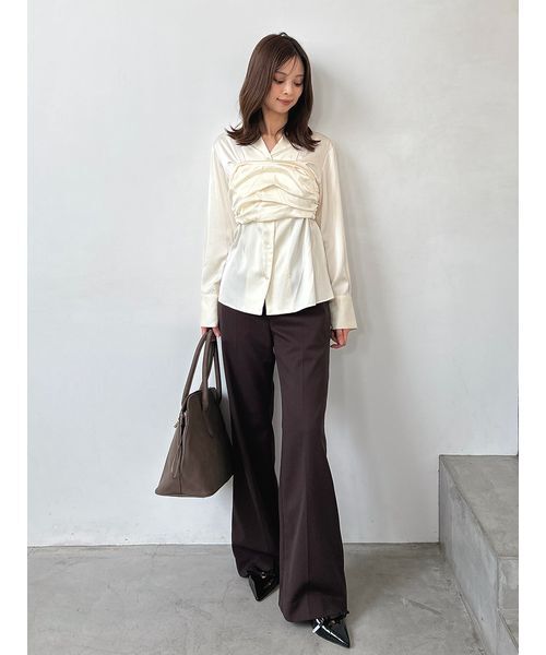 SNIDEL（スナイデル）の「サテンレイヤードストラクチャーブラウス（シャツ/ブラウス・レディース・アイボリー/ライトピンク/グレー・F）」の5枚目の写真