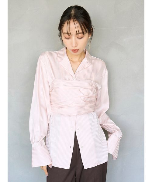 SNIDEL（スナイデル）の「サテンレイヤードストラクチャーブラウス（シャツ/ブラウス・レディース・アイボリー/ライトピンク/グレー・F）」の14枚目の写真