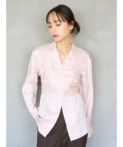 SNIDEL（スナイデル）の「サテンレイヤードストラクチャーブラウス（シャツ/ブラウス・レディース・アイボリー/ライトピンク/グレー・F）」の15枚目の写真