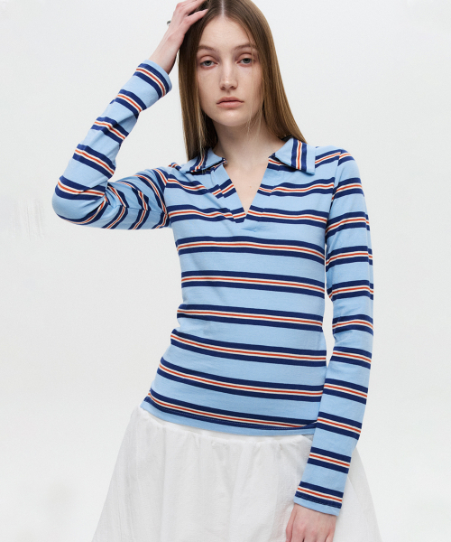 DNSR WOMEN(ディーエヌエスアールウーマン)の「ポロクロップTシャツブルー(ポロシャツ・レディース・その他・OS)」の2枚目の写真