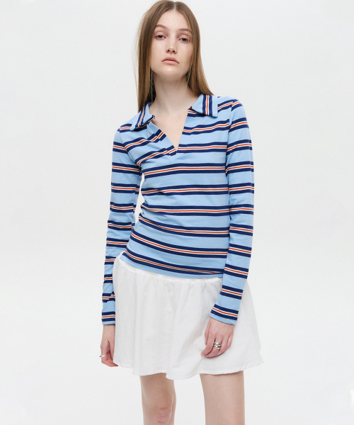DNSR WOMEN(ディーエヌエスアールウーマン)の「ポロクロップTシャツブルー(ポロシャツ・レディース・その他・OS)」の3枚目の写真