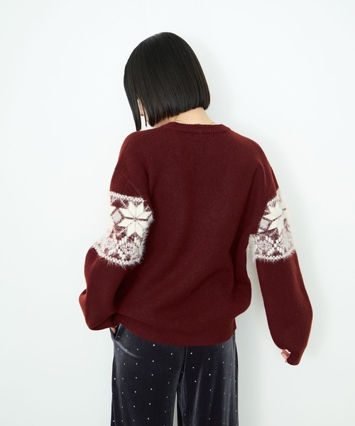 Mac-House(マックハウス)の「Idnes 雪柄シャギーニット(ニット/セーター・レディース・ワイン/グレー/ベージュ・FREE)」の13枚目の写真