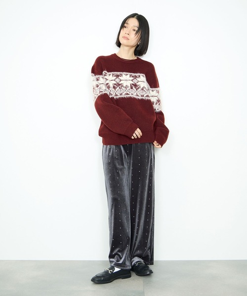 Mac-House(マックハウス)の「Idnes 雪柄シャギーニット(ニット/セーター・レディース・ワイン/グレー/ベージュ・FREE)」の12枚目の写真