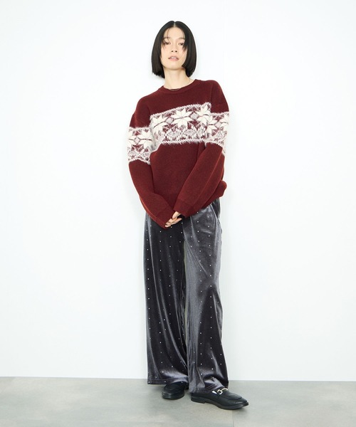 Mac-House(マックハウス)の「Idnes 雪柄シャギーニット(ニット/セーター・レディース・ワイン/グレー/ベージュ・FREE)」の22枚目の写真