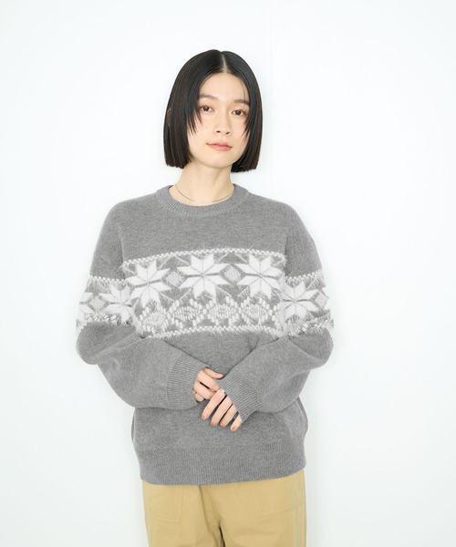 Mac-House(マックハウス)の「Idnes 雪柄シャギーニット(ニット/セーター・レディース・ワイン/グレー/ベージュ・FREE)」の21枚目の写真