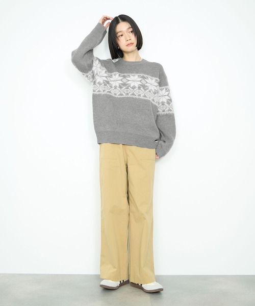 Mac-House(マックハウス)の「Idnes 雪柄シャギーニット(ニット/セーター・レディース・ワイン/グレー/ベージュ・FREE)」の19枚目の写真