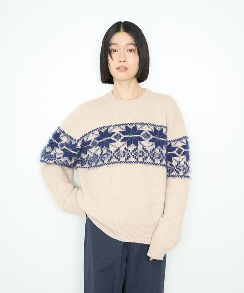 Mac-House(マックハウス)の「Idnes 雪柄シャギーニット(ニット/セーター・レディース・ワイン/グレー/ベージュ・FREE)」の18枚目の写真