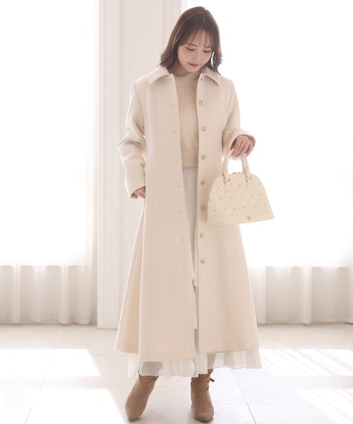 one after another NICE CLAUP（ワンアフターアナザーナイスクラップ）の「【サイズ展開あり】襟袖フェイクファーロングコート（ステンカラーコート・レディース・チャコールグレー/アイボリー/ベージュ/ライトグレー・SMALL/MEDIUM）」の9枚目の写真