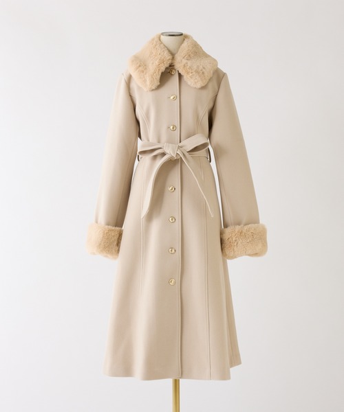 セール】【サイズ展開あり】襟袖フェイクファーロングコート（ステン