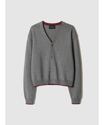 POKER FACE（ポーカーフェイス）の「[DUZY &times; POKERFACE] CROPPED CARDIGAN GRAY/BURGUNDY（ニット/セーター）」