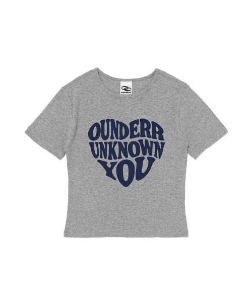 OUNDERR(オアンダーアール)の「ハートレタリングクロップ半袖Tシャツ(グレー)(Tシャツ/カットソー・レディース・その他・FREE)」の1枚目の写真