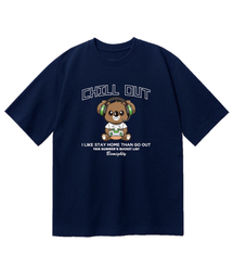 チルアウトオーバーサイズ半袖Tシャツ [ネイビー]