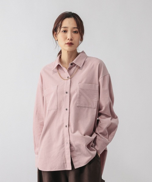 GLOBAL WORK（グローバルワーク）の「やわらかコーデュロイシャツ長袖/637933（シャツ/ブラウス・レディース・グリーン系その他/ピンク/サックスブルー/グレイッシュベージュ・MEDIUM/LARGE）」の22枚目の写真