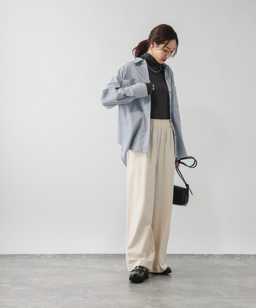 GLOBAL WORK（グローバルワーク）の「やわらかコーデュロイシャツ長袖/637933（シャツ/ブラウス・レディース・グリーン系その他/ピンク/サックスブルー/グレイッシュベージュ・MEDIUM/LARGE）」の14枚目の写真