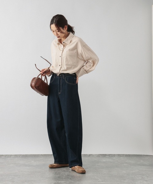 GLOBAL WORK（グローバルワーク）の「やわらかコーデュロイシャツ長袖/637933（シャツ/ブラウス・レディース・グリーン系その他/ピンク/サックスブルー/グレイッシュベージュ・MEDIUM/LARGE）」の6枚目の写真