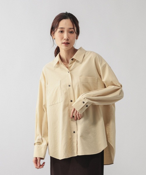 GLOBAL WORK（グローバルワーク）の「やわらかコーデュロイシャツ長袖/637933（シャツ/ブラウス・レディース・グリーン系その他/ピンク/サックスブルー/グレイッシュベージュ・MEDIUM/LARGE）」の12枚目の写真