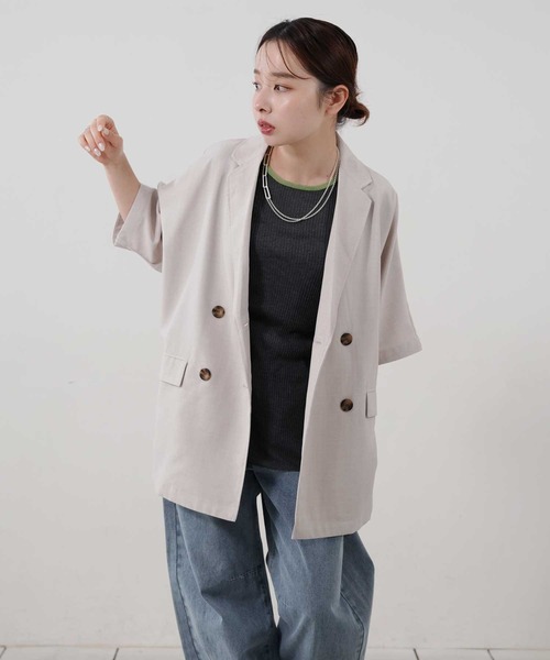 Bulue.(ブルー)の「【Bulue.】麻タッチ配色ニットノースリーブトップス(Tシャツ/カットソー・レディース・アイボリー/ブラウン/チャコールグレー/杢グレー・FREE)」の22枚目の写真