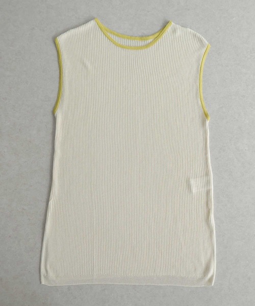 Bulue.(ブルー)の「【Bulue.】麻タッチ配色ニットノースリーブトップス(Tシャツ/カットソー・レディース・アイボリー/ブラウン/チャコールグレー/杢グレー・FREE)」の8枚目の写真
