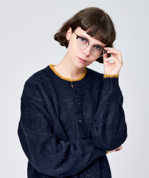CREW NECK BRUSHED LAYERED CARDIGAN / クルーネックブラッシュド