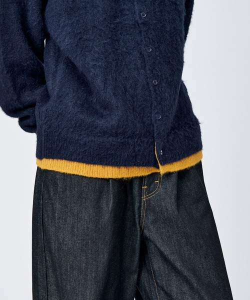 CREW NECK BRUSHED LAYERED CARDIGAN / クルーネックブラッシュド