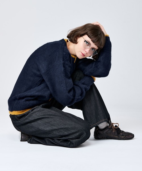 WETTEMPT（ウィテンプト）の「CREW NECK BRUSHED LAYERED CARDIGAN