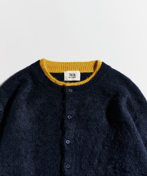 CREW NECK BRUSHED LAYERED CARDIGAN / クルーネックブラッシュド