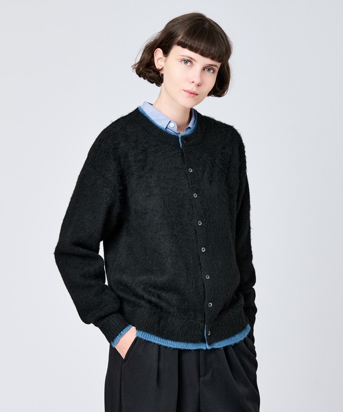 CREW NECK BRUSHED LAYERED CARDIGAN / クルーネックブラッシュド