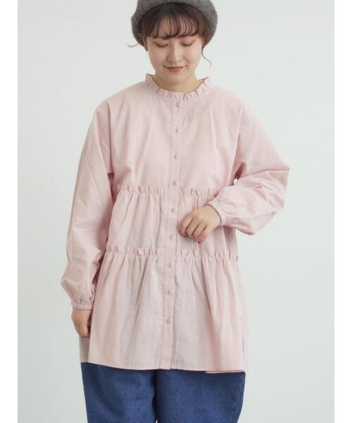 Samansa Mos2（サマンサ モスモス）の「柄アソートティアードフリルチュニック（シャツ/ブラウス・レディース・オフホワイト/ベージュ/ブラック/ピンク・F）」の4枚目の写真