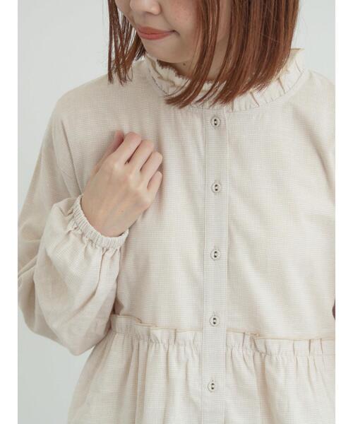 Samansa Mos2（サマンサ モスモス）の「柄アソートティアードフリルチュニック（シャツ/ブラウス・レディース・オフホワイト/ベージュ/ブラック/ピンク・F）」の5枚目の写真