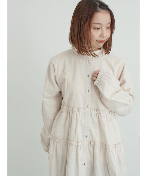 Samansa Mos2（サマンサ モスモス）の「柄アソートティアードフリルチュニック（シャツ/ブラウス・レディース・オフホワイト/ベージュ/ブラック/ピンク・F）」の6枚目の写真