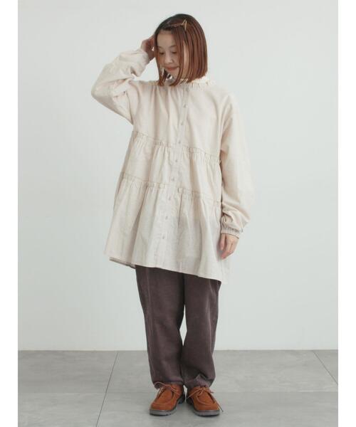 Samansa Mos2（サマンサ モスモス）の「柄アソートティアードフリルチュニック（シャツ/ブラウス・レディース・オフホワイト/ベージュ/ブラック/ピンク・F）」の9枚目の写真