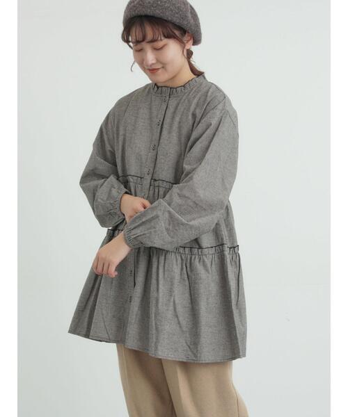 Samansa Mos2（サマンサ モスモス）の「柄アソートティアードフリルチュニック（シャツ/ブラウス・レディース・オフホワイト/ベージュ/ブラック/ピンク・F）」の17枚目の写真