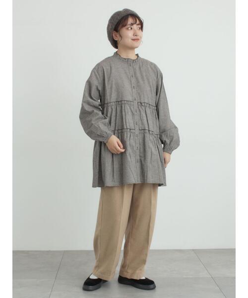 Samansa Mos2（サマンサ モスモス）の「柄アソートティアードフリルチュニック（シャツ/ブラウス・レディース・オフホワイト/ベージュ/ブラック/ピンク・F）」の19枚目の写真