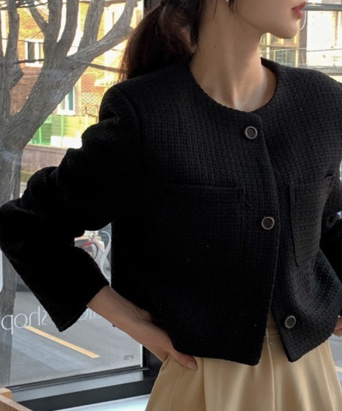 極美品✨Dior Lサイズ ノーカラー ジャケット ショート丈 冠婚葬祭 レディース ノーカラー ショート コート通販 [0204-57454