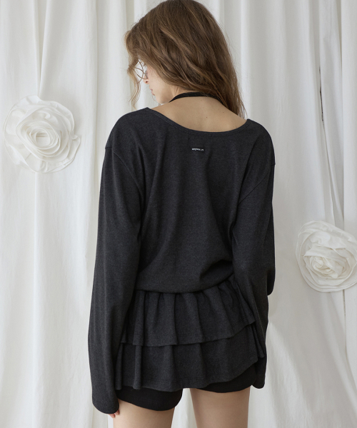 RENSE(レンセ)の「Frill Layered Long Sleeve Charcoal(Tシャツ/カットソー・レディース・その他・ONE SIZE)」の2枚目の写真