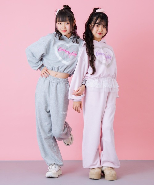ANAP GｉRL（アナップガール）の「エンジェル羽 ラメ スウェット パンツ 【別売りセットアップ】（その他パンツ・キッズ・ライトピンク/ライトグレー・S/M/XS）」の4枚目の写真