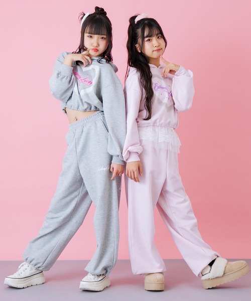 ANAP GｉRL（アナップガール）の「エンジェル羽 ラメ スウェット パンツ 【別売りセットアップ】（その他パンツ・キッズ・ライトピンク/ライトグレー・S/M/XS）」の5枚目の写真